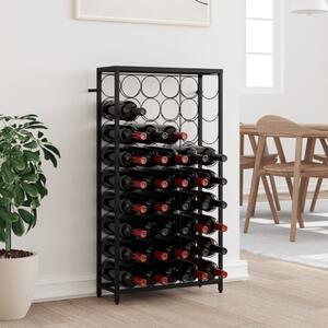 Fekete kovácsoltvas bortartó 45 palackhoz 54 x 18 x 100 cm