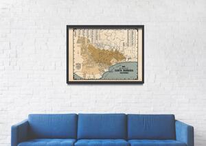 Plakát Plakát Régi térkép Santa Barbara Kaliforniában