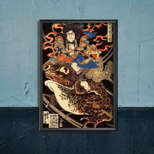 Retro plakát Retro plakát Tenjiku tokube lovaglás gigantikus varangy