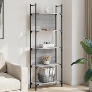 5 szintes szürke sonoma szerelt fa könyvespolc 60,5x24x166,5 cm