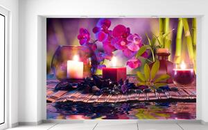 Gario Fotótapéta Stílusos kompozíció Orchidea és relax Anyag: Öntapadó, Méret: 412 x 248 cm