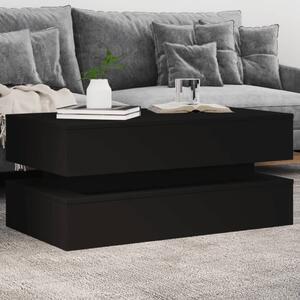 Fekete dohányzóasztal LED-lámpákkal 90x50x40 cm