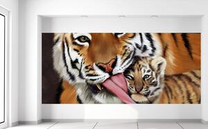 Fotótapéta Tigris és kis tigris Anyag: Vlies, Méretek: 536 x 240 cm