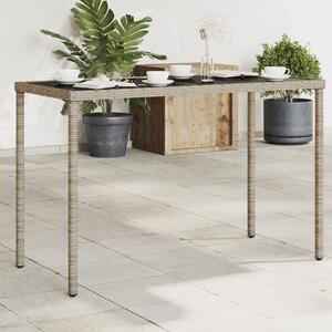 Szürke polyrattan üveglapos kerti asztal 115x54x74 cm