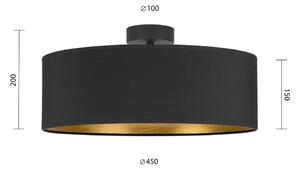 Tres XL fekete mennyezeti lámpa aranyszínű részletekkel, ⌀ 45 cm - Bulb Attack