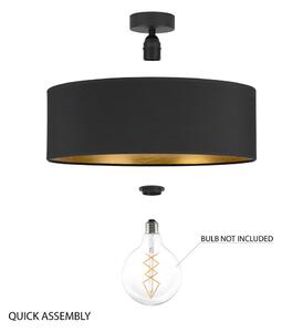 Tres XL fekete mennyezeti lámpa aranyszínű részletekkel, ⌀ 45 cm - Bulb Attack