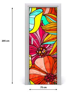 Ajtó tapéta színes virágok 75x205 cm