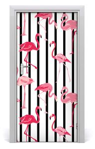 Poszter tapéta ajtóra Flamingók és csíkok 85x205