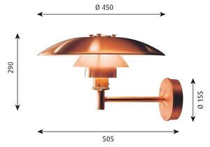 Louis Poulsen - PH Fali Lámpa Copper with Bottom Cable Holes - Lampemesteren
