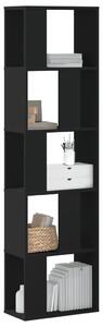 5 szintes fekete szerelt fa könyvespolc 45 x 23,5 x 162,5 cm