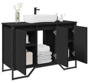 Fekete szerelt fa fürdőszobai mosdószekrény 91 x 35 x 60 cm