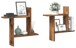 2 db antik fa színű szerelt fa fali polc 50 x 12 x 50 cm