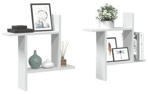 2 db fehér szerelt fa fali polc 50 x 12 x 50 cm