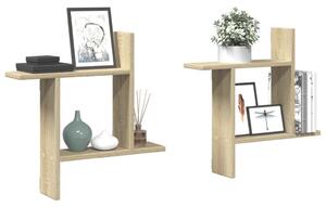 2 db sonoma tölgy színű szerelt fa fali polc 50 x 12 x 50 cm