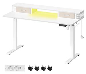 VASAGLE elektromosan állítható magasságú íróasztal, 60 x 140 x (72–120) cm, felhőfehér színben