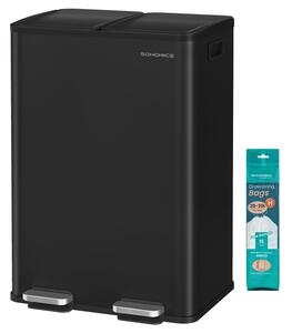 SONGMICS 60L Konyhai szemetes (2x30L), lágy záródás, fekete