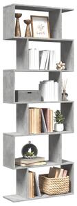 6 szintes betonszürke fa térelválasztó könyvespolc 70x24x193 cm