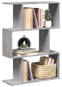 3 szintes betonszürke fa térelválasztó könyvespolc 70x24x97 cm