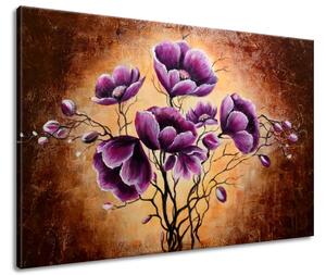 Kézzel festett kép Növo lila virágok Méretek: 120 x 80 cm