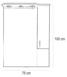 Bianca Plus Fürdőszoba Szekrény - 75 cm