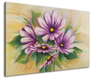 Kézzel festett kép Virágok és levélzöld Méretek: 120 x 80 cm