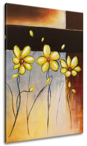 Gario Kézzel festett kép Sárga virágocskák Méret: 100 x 70 cm