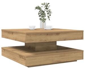 Kézművestölgy dohányzóasztal 360 fokban forgatható 70x70x34,5cm