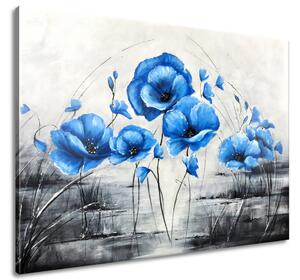 Kézzel festett kép Kék pipacsok Méretek: 115 x 85 cm