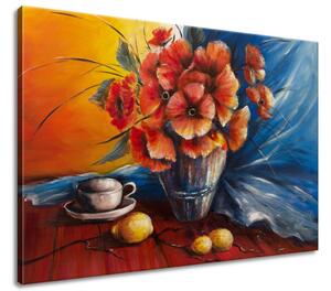 Kézzel festett kép Pipacsokkal teli váza az asztalon Méretek: 100 x 70 cm