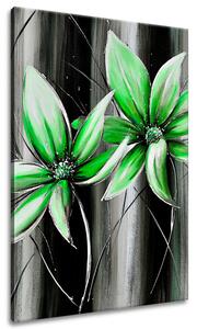 Gario Kézzel festett kép Gyönyöru zöld virágok Méret: 115 x 85 cm