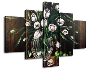 Gario Kézzel festett kép Festet tulipánok - 5 részes Méret: 100 x 70 cm