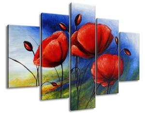 Gario Kézzel festett kép Vidám pipacsok - 5 részes Méret: 150 x 105 cm