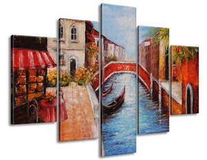 Kézzel festett kép Velencei csende utca - 5 részes Méretek: 150 x 105 cm