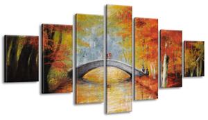 Gario Kézzel festett kép őszi hídon át - 7 részes Méret: 210 x 100 cm