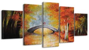 Gario Kézzel festett kép őszi hídon át - 5 részes Méret: 150 x 105 cm