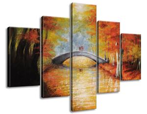 Gario Kézzel festett kép őszi hídon át - 5 részes Méret: 100 x 70 cm