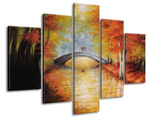 Gario Kézzel festett kép őszi hídon át - 5 részes Méret: 100 x 70 cm