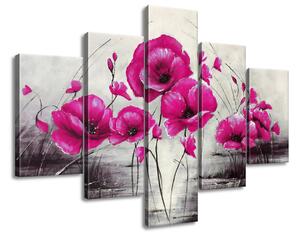 Gario Kézzel festett kép Rózsaszín pipacsok - 5 részes Méret: 100 x 70 cm