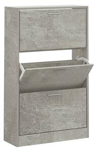 3 Fiókos Cipőszekrény - Betonszürke - 63x24x103 cm