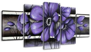 Gario Kézzel festett kép Titokzatos lila pipacs - 5 részes Méret: 150 x 105 cm