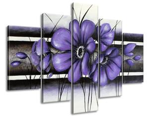 Kézzel festett kép Titokzatos lila pipacs - 5 részes Méretek: 150 x 105 cm