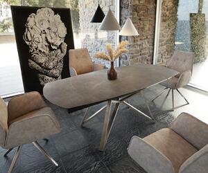 DELIFE Étkezőasztal Carlow 130/200x95 cm kerámia barna rozsdamentes acél kihúzható