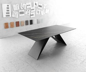 DELIFE Étkezőasztal Edge 200x100 cm kerámia Laminam®Noir Desir barna V középső láb fekete