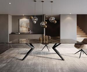 DELIFE Étkezőasztal Edge 300x100 kerámia Laminam® Emperador Extra Lucidato sötétbarna Zenthara szögletes fém fekete