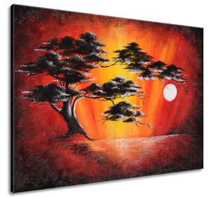 Gario Kézzel festett kép Masszív fa naplementekor Méret: 120 x 80 cm