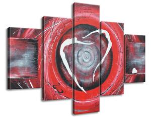 Gario Kézzel festett kép Testalkatok a piros körben - 5 részes Méret: 150 x 70 cm
