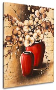 Gario Kézzel festett kép Orchidea piros vázában Méret: 70 x 100 cm