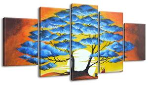 Gario Kézzel festett kép Pihenés a kék fa alatt - 5 részes Méret: 100 x 70 cm