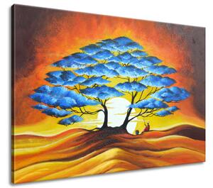 Gario Kézzel festett kép Pihenés a kék fa alatt Méret: 120 x 80 cm