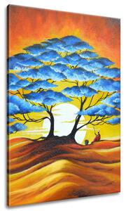 Kézzel festett kép Pihenés a kék fa alatt Méretek: 70 x 100 cm
